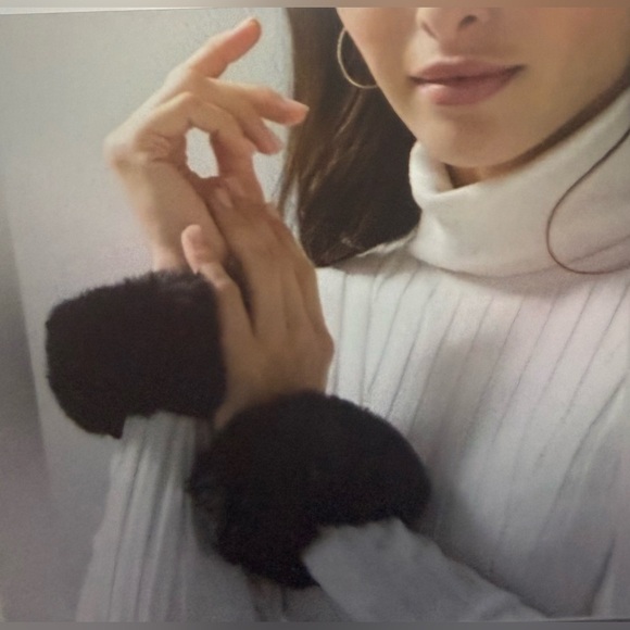 Black house white market faux fur cuffs new with tags dark sangria color
